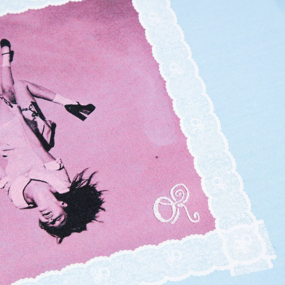 lace album cover oversized blue t-shirt