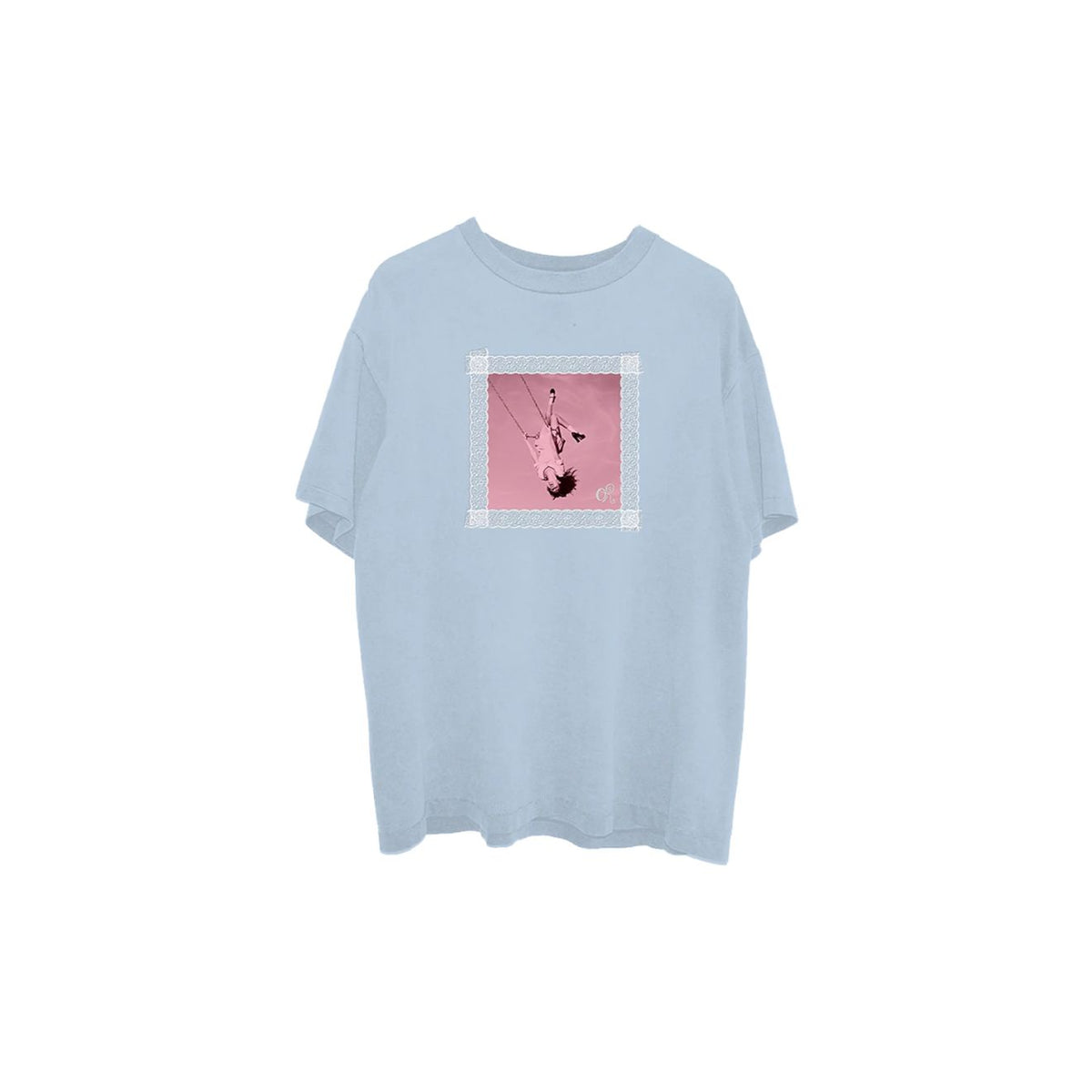 lace album cover oversized blue t-shirt