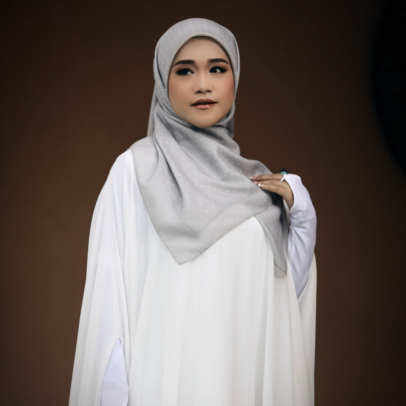 Monogram Scarf: Light Grey
