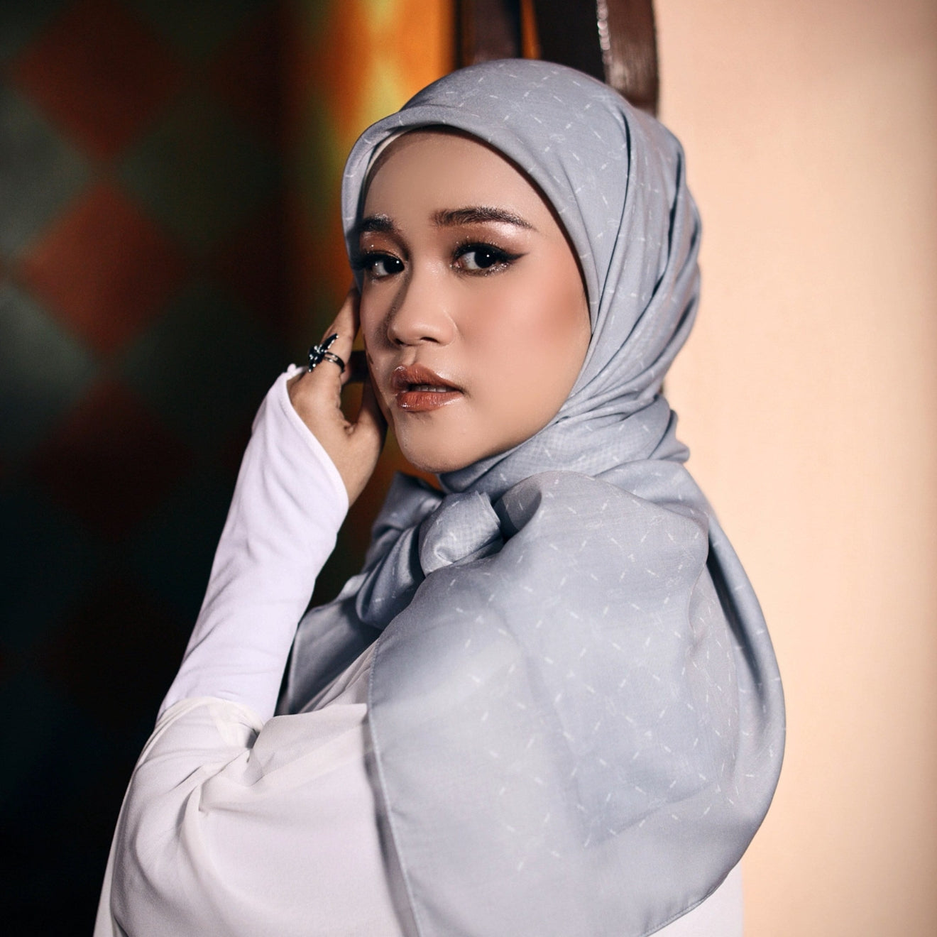 Monogram Scarf: Pastel Grey