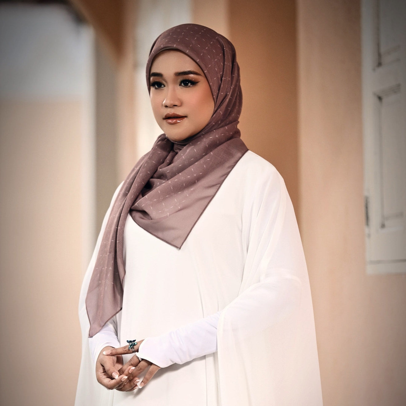 Monogram Scarf: Purple Beige